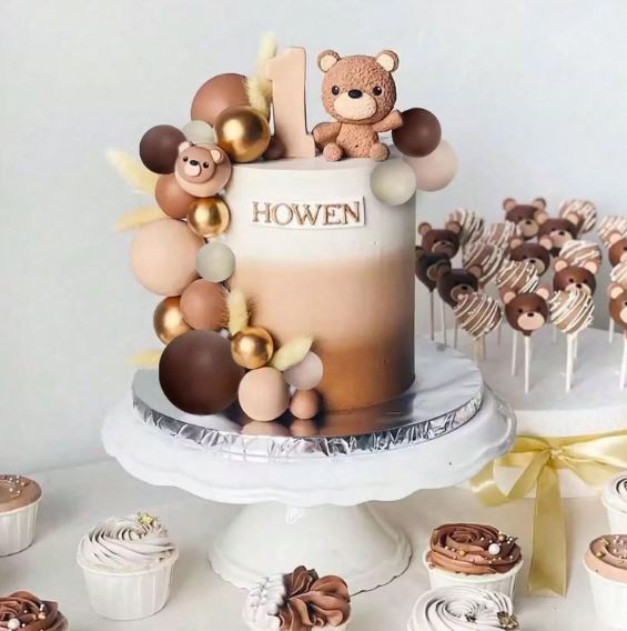 30 Pcs Boho Beige and Brown Foam Balls Cake Topper