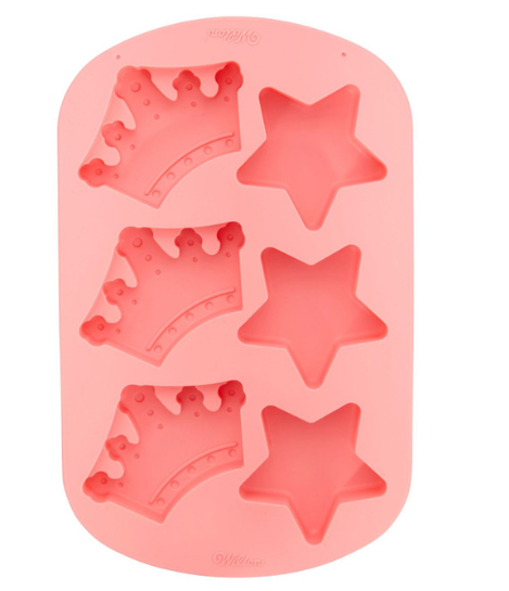 Royal Crowns and Stars Silicone Cake Mold, 6-Cavity