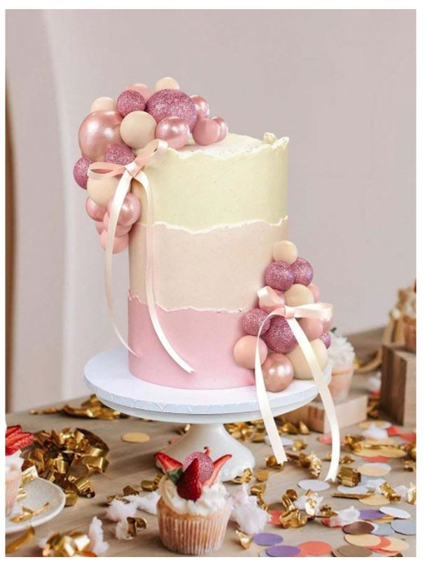 32pcs Pink Foam Ball Cake Topper