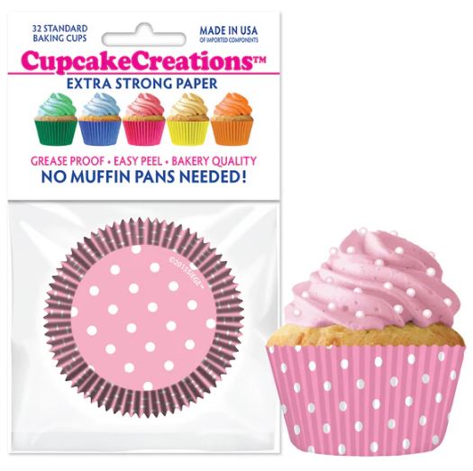 Light Pink Polka Dots Baking Cups