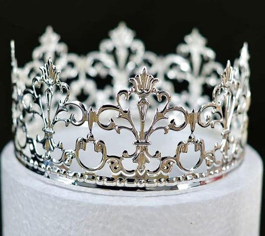 Silver Vintage Princess Crown Cake Topper