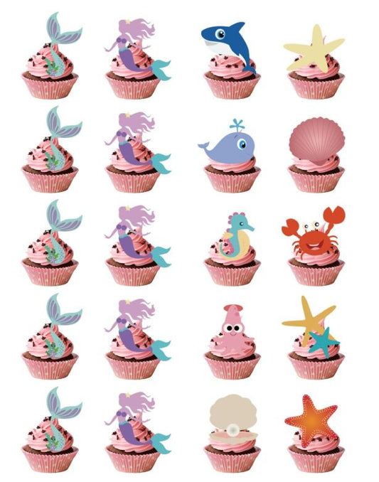 20 Pcs Ocean Cupcake Toppers