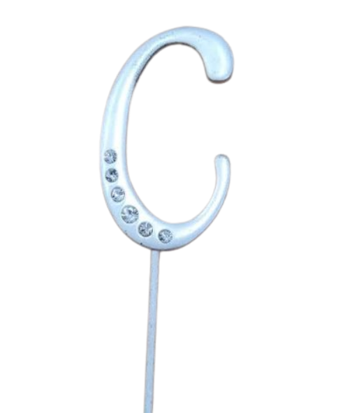 Cake Monogram Silver Rhinestones