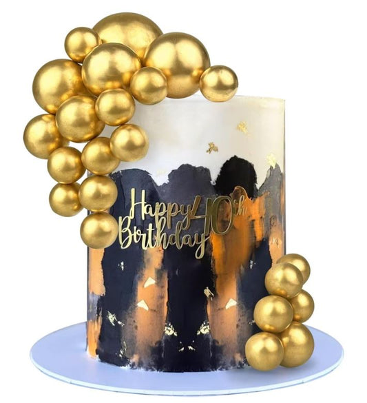 18 PCS Balls Cake Topper Gold