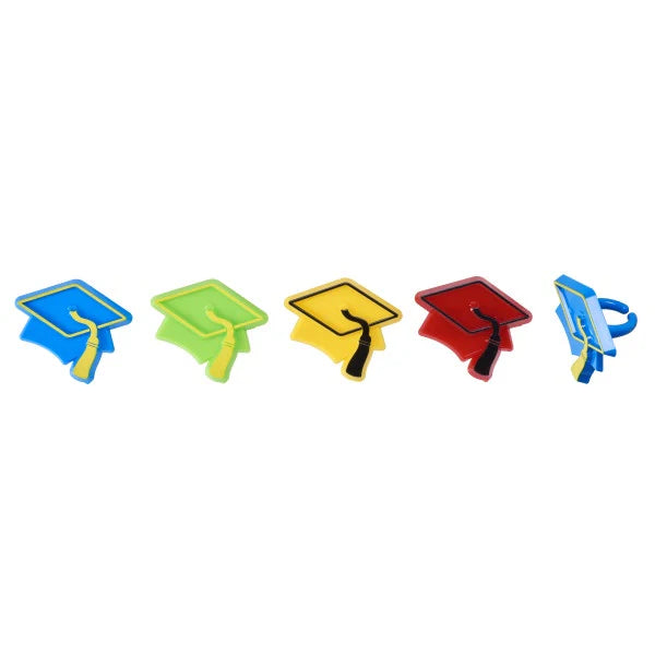 Colorful Graduation Cap Cupcake Rings