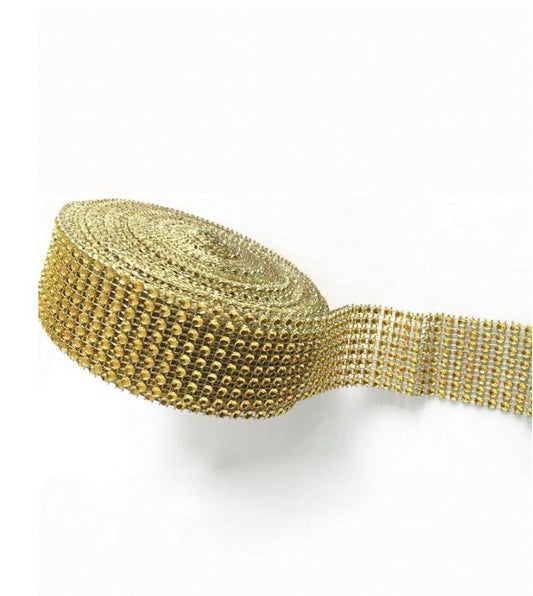 Gold Rhinestone Ribbon Strip