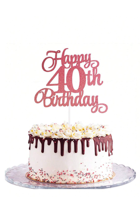 Happy Birthday Rose Gold Cake Topper