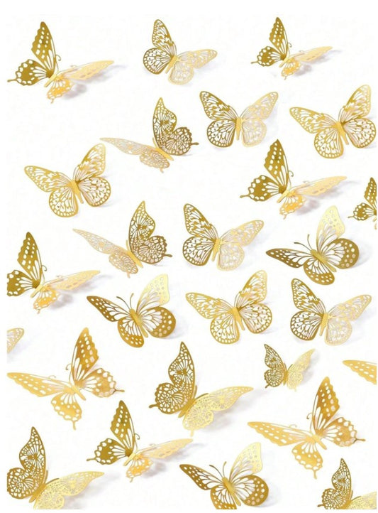 3D Gold Butterflies Cake Topper