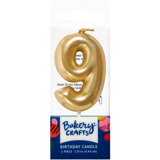 9 Mini Gold Numeral Candles