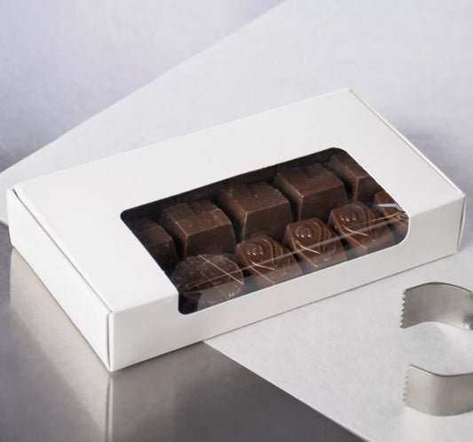 White Candy Box with Window 6" x 3 1/4" x 1 1/8"