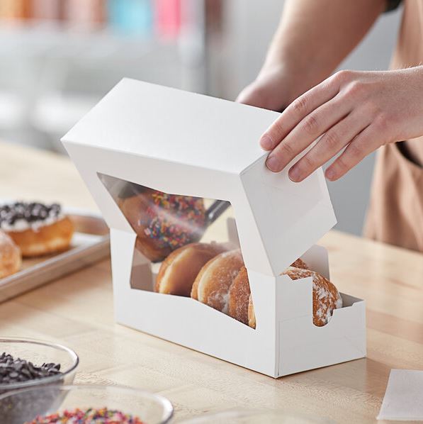 9" x 4" x 3 1/2" White Auto-Popup Window Donut Box