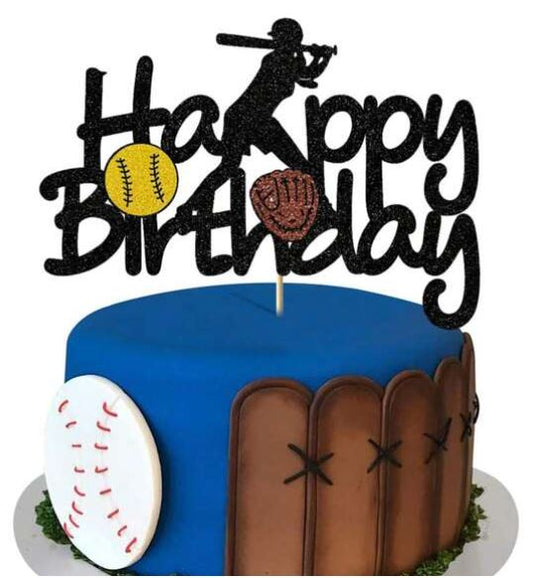 Glitter Baseball Girl - Cake Topper