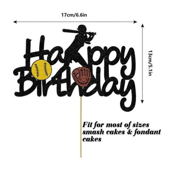 Glitter Baseball Girl - Cake Topper