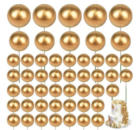 50pcs Gold Foam Balls Cake Topper
