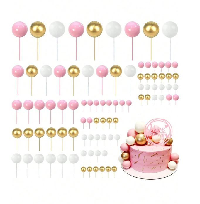 50pcs Pink, Gold and White Foam Balls Set