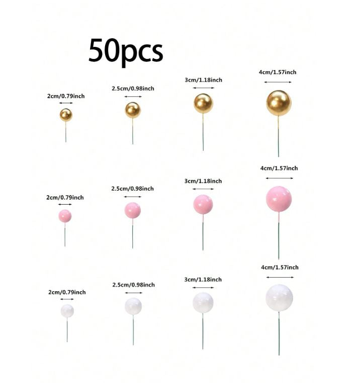 50pcs Pink, Gold and White Foam Balls Set