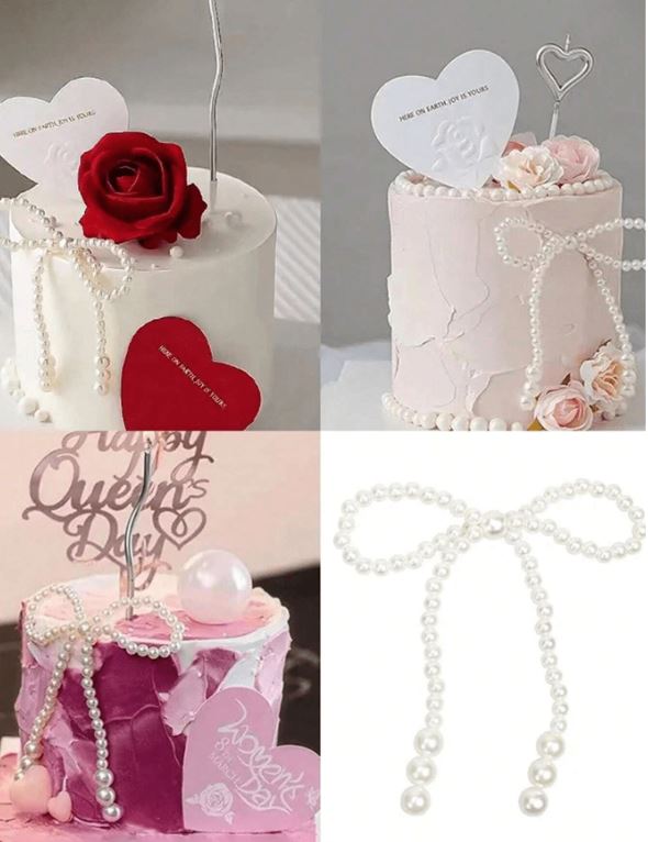Pearl Bow Cake Toppers