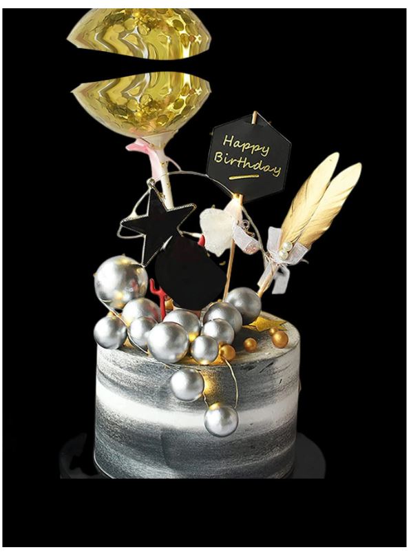 60pcs Mixed Sizes Luxury Golden And Silver Foam Ball Cake Topper