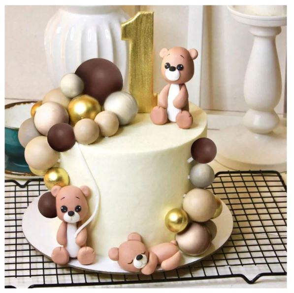 30 Pcs Boho Beige and Brown Foam Balls Cake Topper