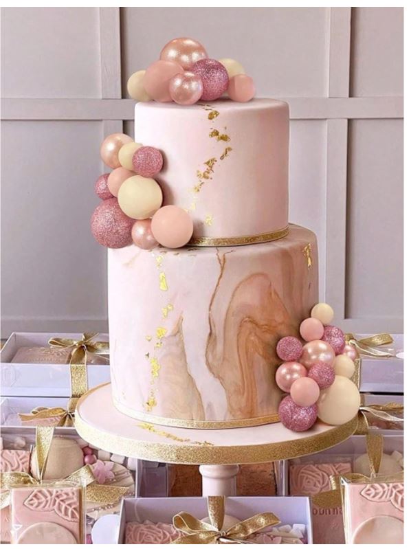 32pcs Pink Foam Ball Cake Topper