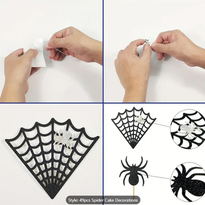 49pcs Spider Cake Topper