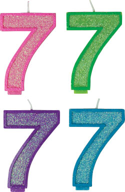 Glitter Number Candles - #7