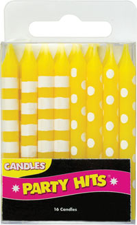 Yellow Stripes And Dots Candles