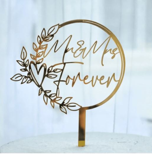 Mr&Mrs-  Acrylic Cake Topper Flower
