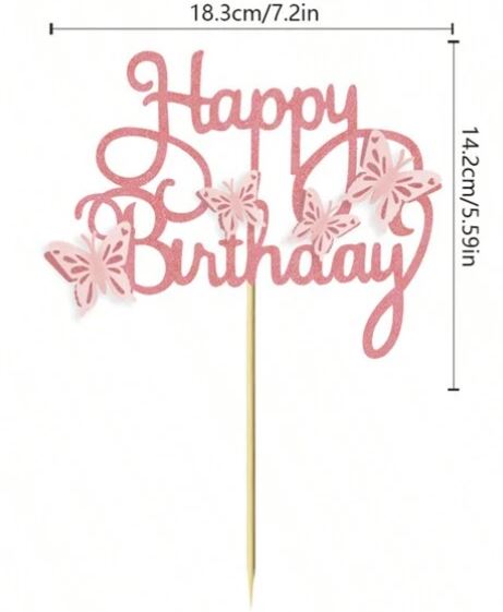 Happy Birthday Butterfly Paper Cake Topper
