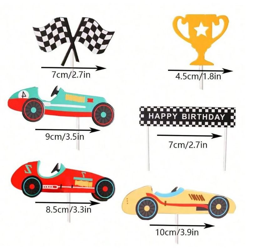 6pcs Racing Car Cake Topper
