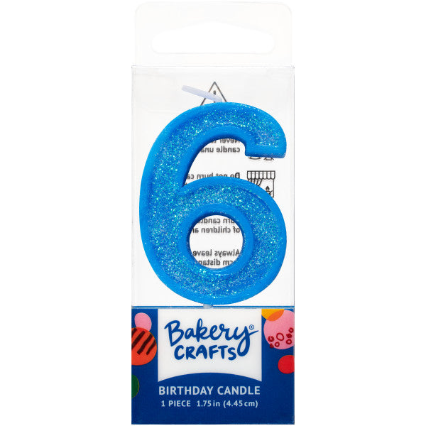 6 Mini Glitter Numeral Candles