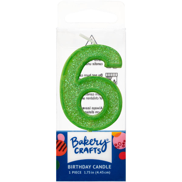 6 Mini Glitter Numeral Candles