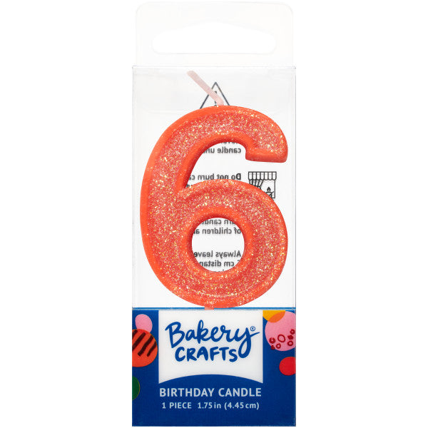6 Mini Glitter Numeral Candles