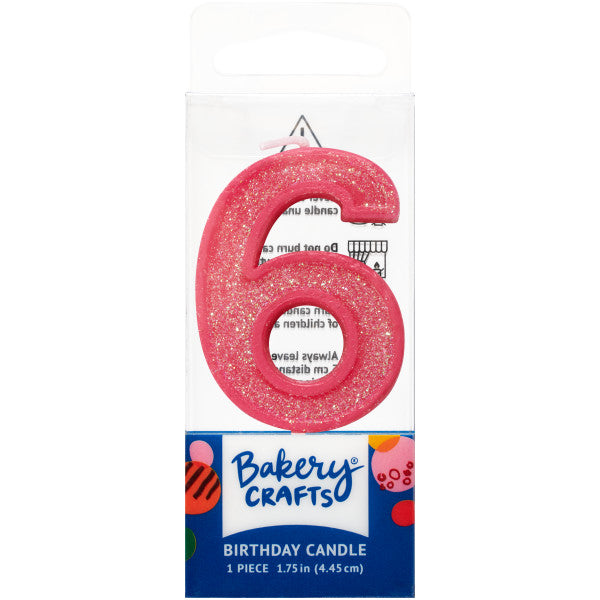 6 Mini Glitter Numeral Candles