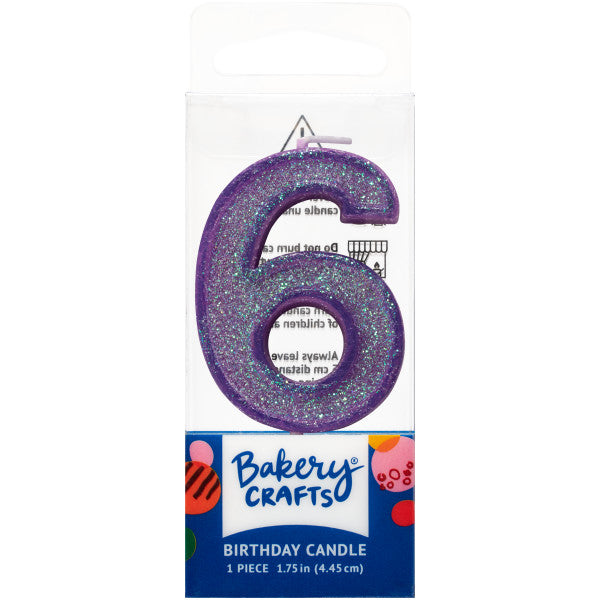 6 Mini Glitter Numeral Candles
