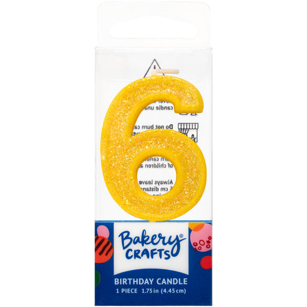 6 Mini Glitter Numeral Candles