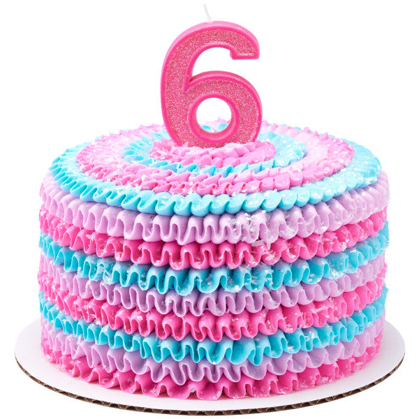 6 Mini Glitter Numeral Candles