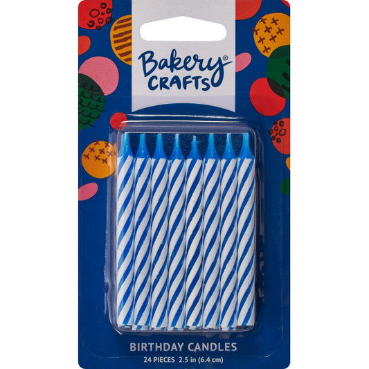 Blue Candy Stripe Spiral Candles