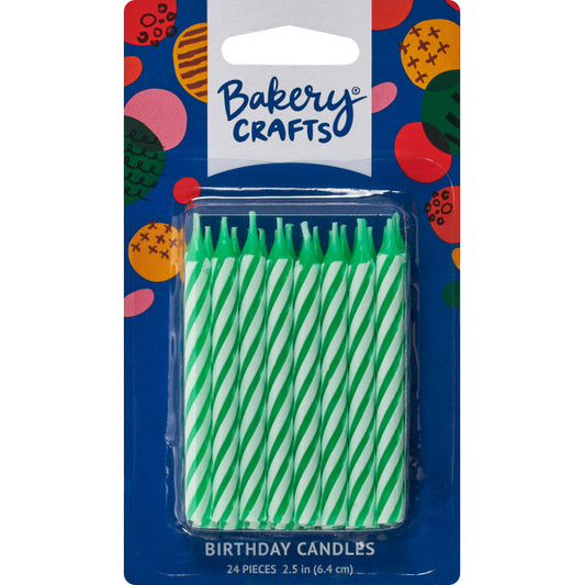 Green Candy Stripe Spiral Candles