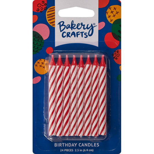 Red Candy Stripe Spiral Candles