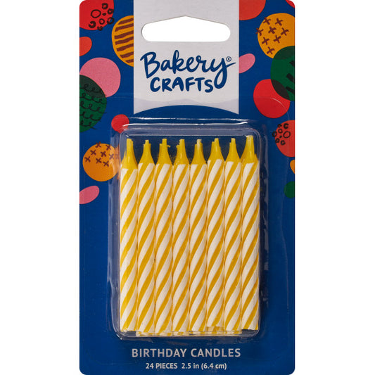Yellow Candy Stripe Spiral Candles