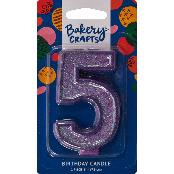 5 Glitter Numeral Candles