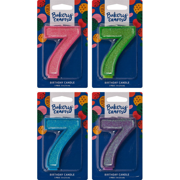 7 Glitter Numeral Candles