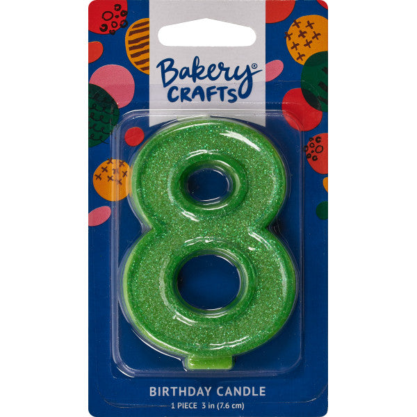 8 Glitter Numeral Candles