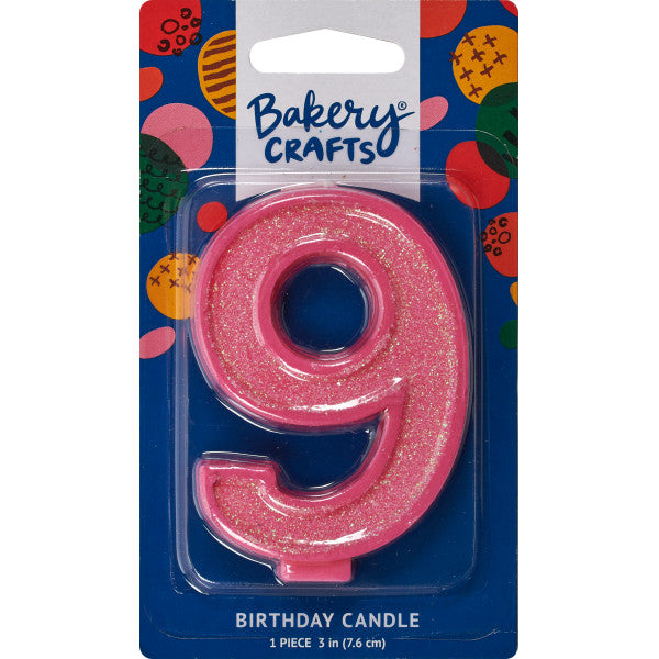 9 Glitter Numeral Candles