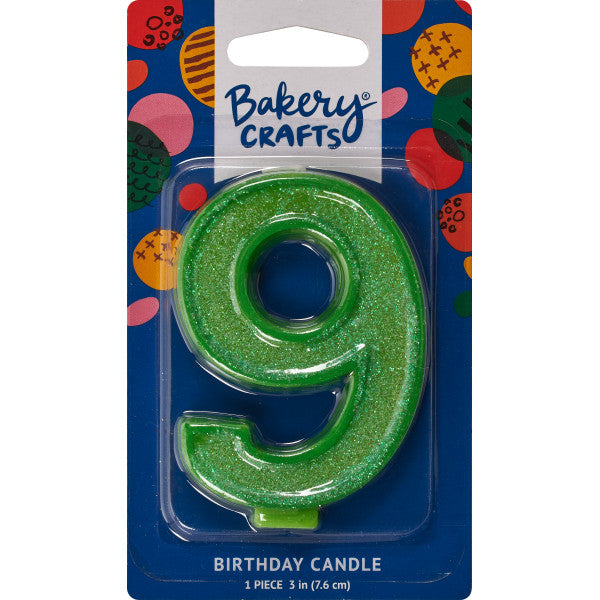 9 Glitter Numeral Candles