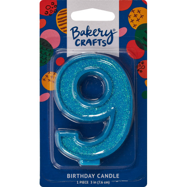 9 Glitter Numeral Candles