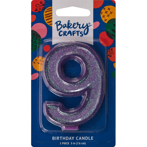 9 Glitter Numeral Candles