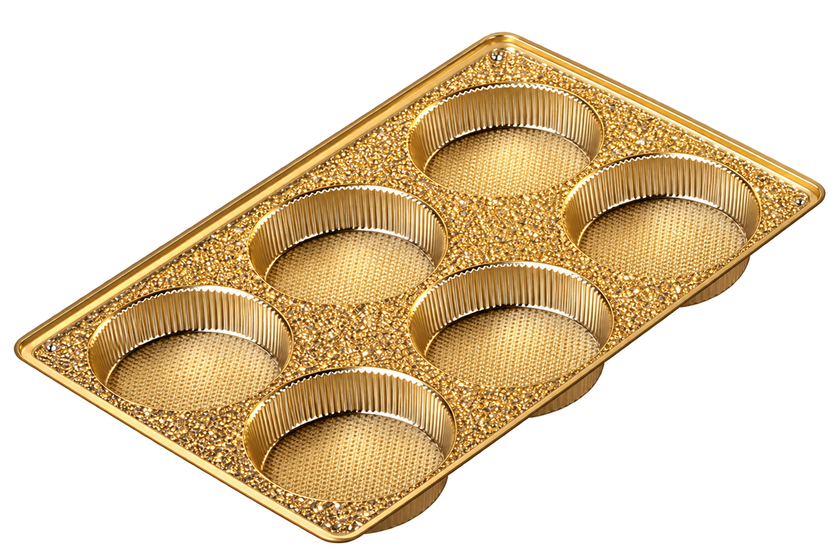Gold 6-Cavity, Candy Tray 9 1/2" x 6" x 15/16"