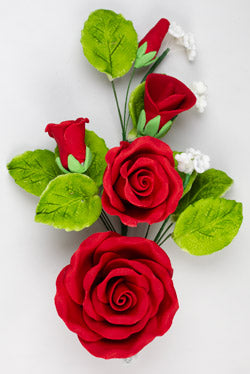 Tea Rose Spray - Red-7"